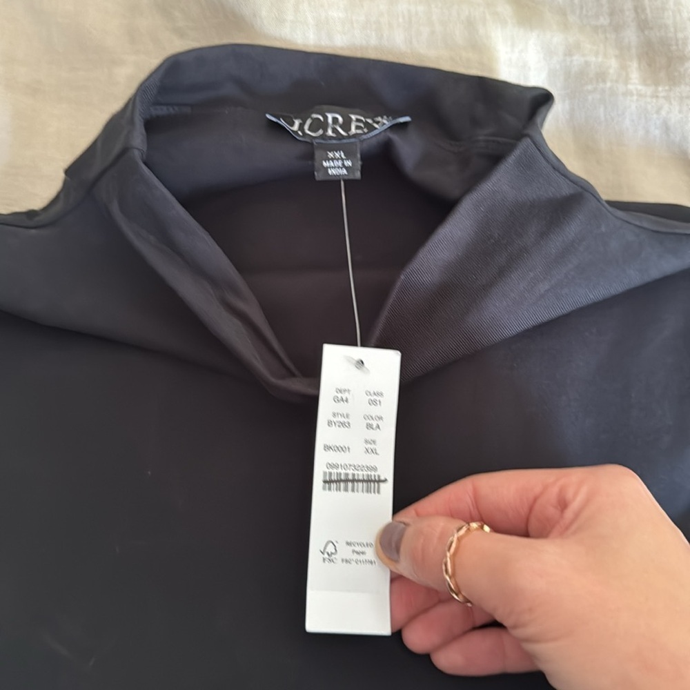 NWT J.Crew Fitted knit mockneck dress with poplin skirt in Black - Picture 13 of 15